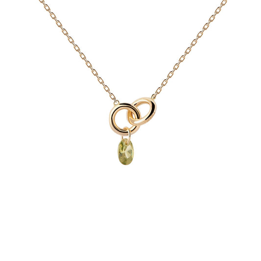 Collana donna PDPAOLA Essential Lily argento dorato zircone verde CO01-845-U-1