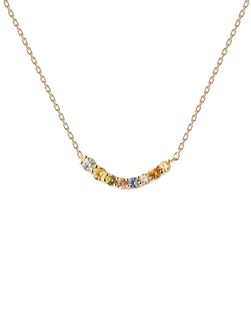 Collana girocollo da donna della collezione PDPAOLA Essential Rainbow in argento 925 dorato con linea rigida di zirconi multicolor CO01-859-U