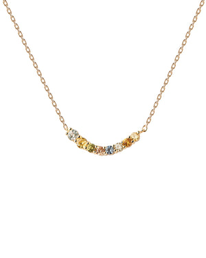 Collana girocollo da donna della collezione PDPAOLA Essential Rainbow in argento 925 dorato con linea rigida di zirconi multicolor CO01-859-U