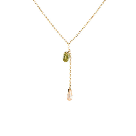 Collana donna PDPAOLA Essential Linda argento dorato zircone verde e rosa CO01-863-U-1