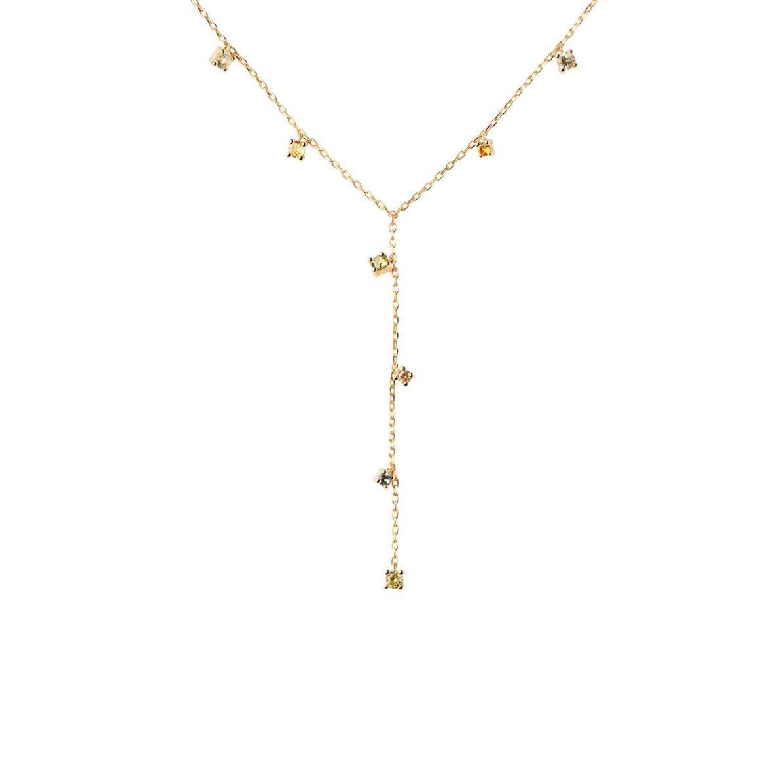 Collana Y donna PDPAOLA Essential Jane argento dorato zirconi multicolor CO01-864-U-1