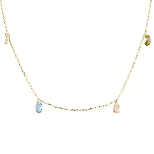 Collana donna PDPAOLA Essential Bloom argento dorato 4 zirconi multicolor CO01-866-U-1