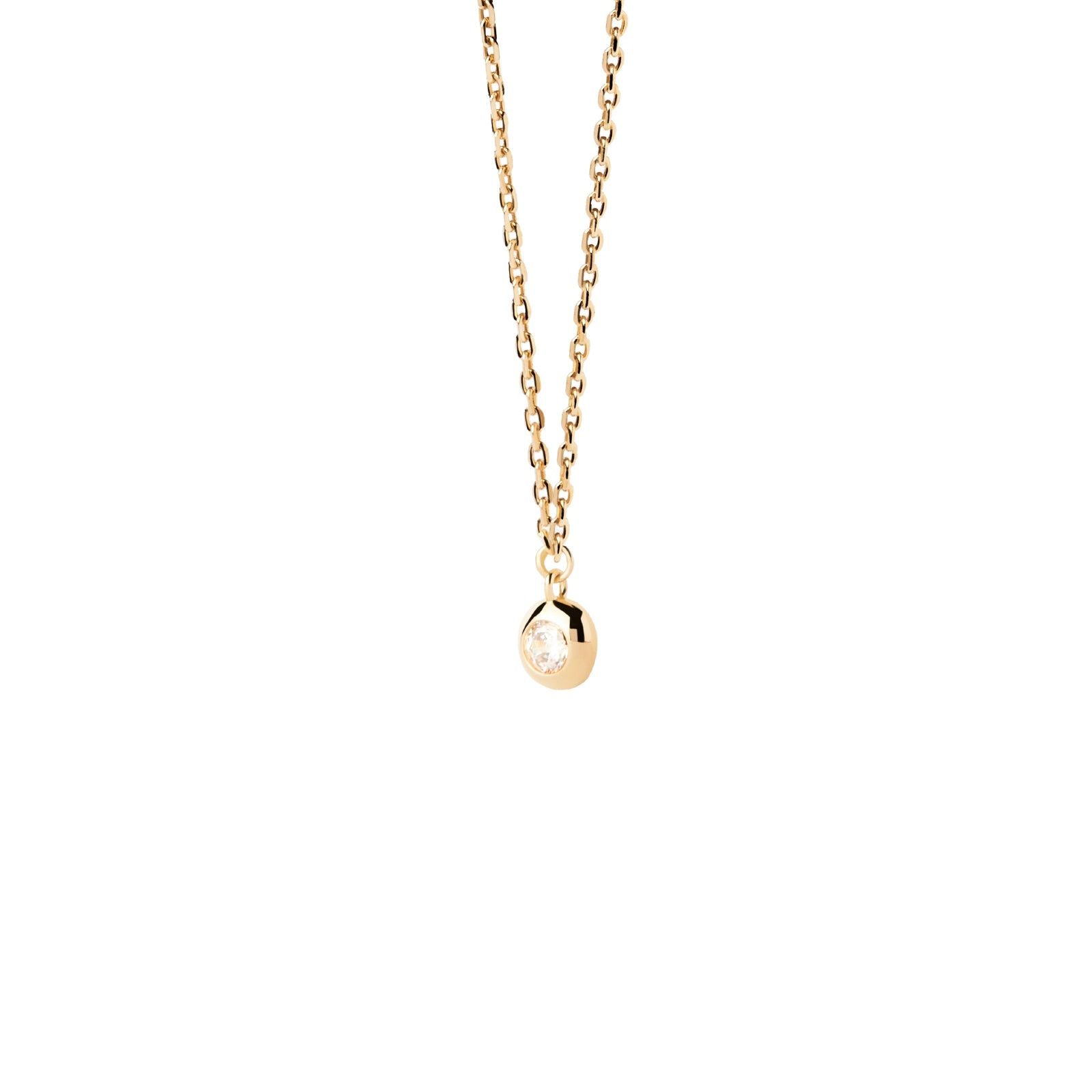 Collana punto luce donna PDPAOLA Luna in argento dorato con zircone CO01-869-U-1