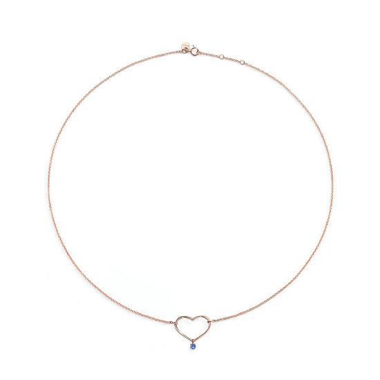 Collana donna Burato Con Amore oro rosa ciondolo cuore zaffiro blu 0,03ct CO197-1