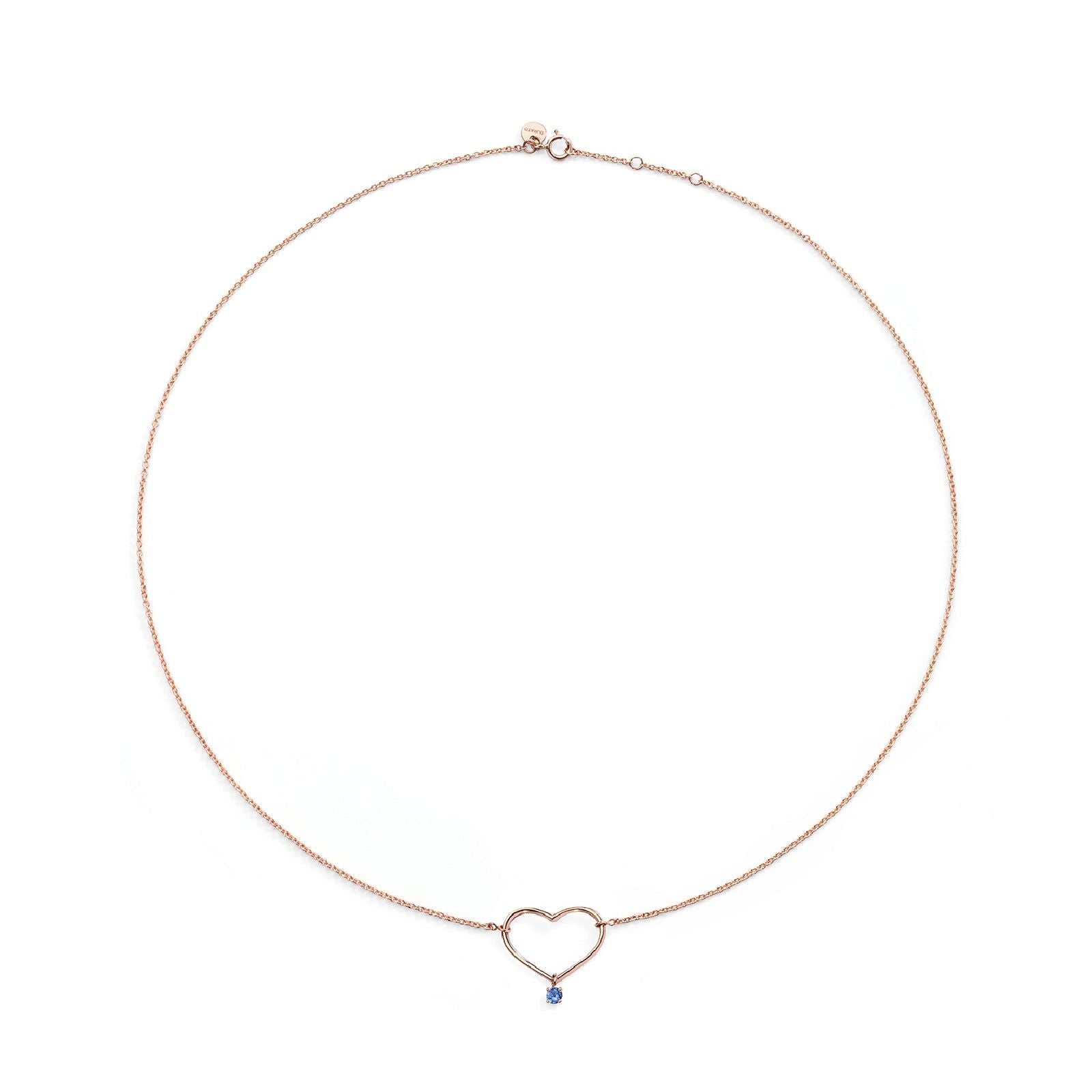 Collana donna Burato Con Amore oro rosa ciondolo cuore zaffiro blu 0,03ct CO197-1