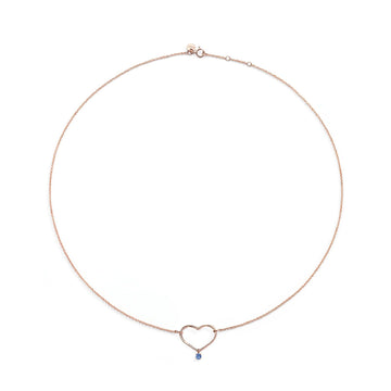 Collana donna Burato Con Amore oro rosa ciondolo cuore zaffiro blu 0,03ct CO197-1