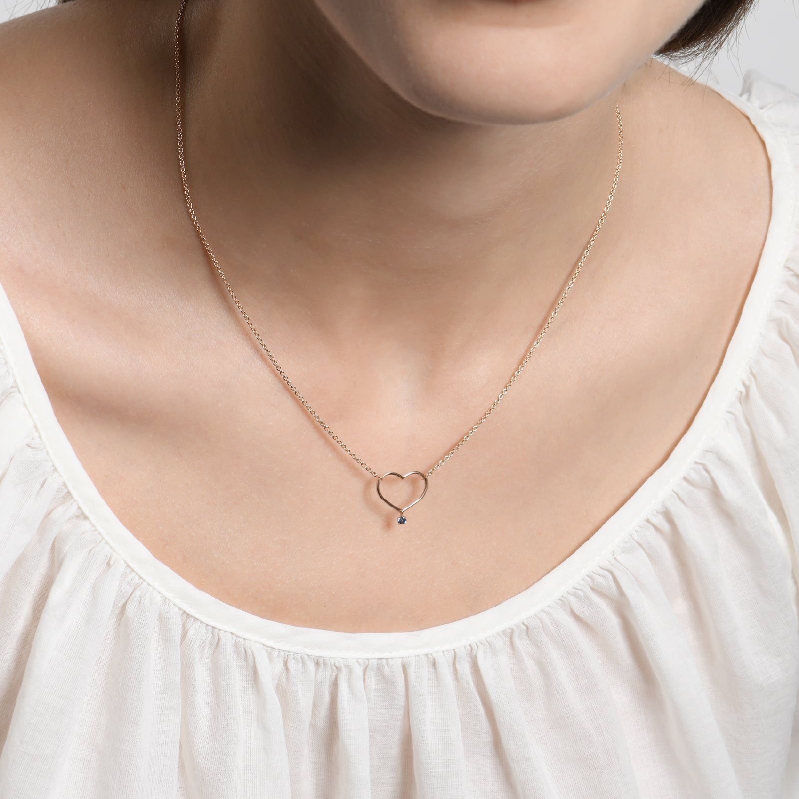 Collana donna Burato Con Amore oro rosa ciondolo cuore zaffiro blu 0,03ct CO197-2