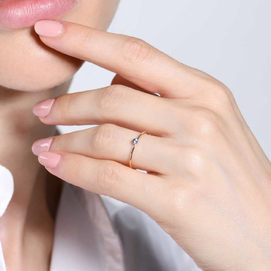 Anello solitario Burato Solitaire donna oro rosa zaffiro blu 0,05ct CO198-2