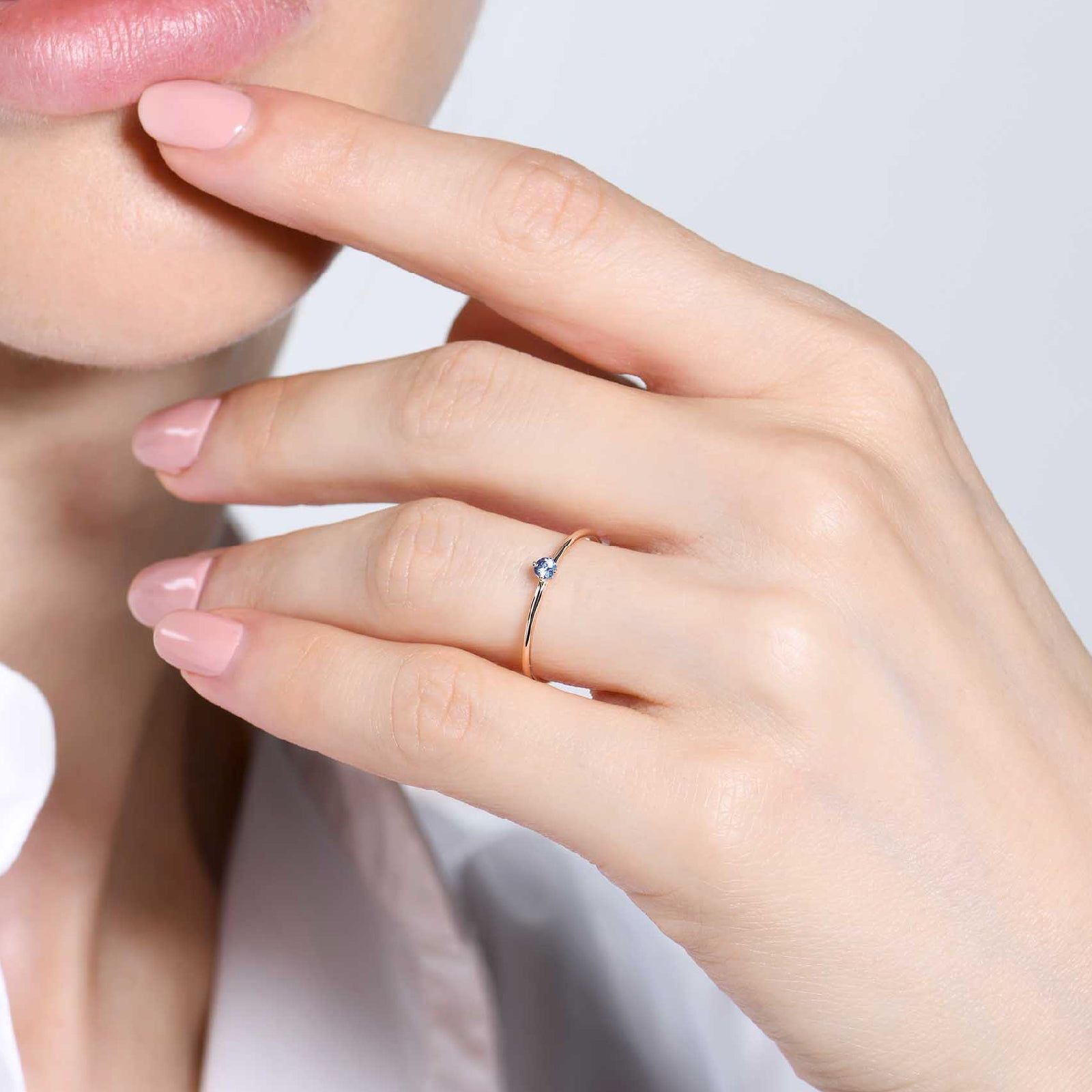 Anello solitario Burato Solitaire donna oro rosa zaffiro blu 0,05ct CO198-2
