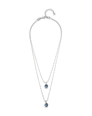 Collana girocollo da donna Uno de 50 Charismatic Aura Blue in lega metallica con doppia catena e punti luce di cristalli blu COL1866AZUMTL0U