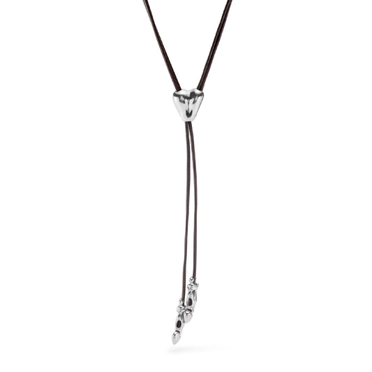 Collana lunga donna Uno de 50 Beloved in cuoio con cuore e innamorati COL1881MARMTL0U-1