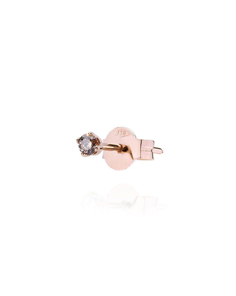 Mono orecchino punto luce Burato Solitaire da donna in oro rosa 18kt con diamante marrone di 0,05ct CP731