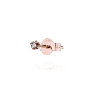 Mono orecchino punto luce Burato Solitaire da donna in oro rosa 18kt con diamante marrone di 0,05ct CP731