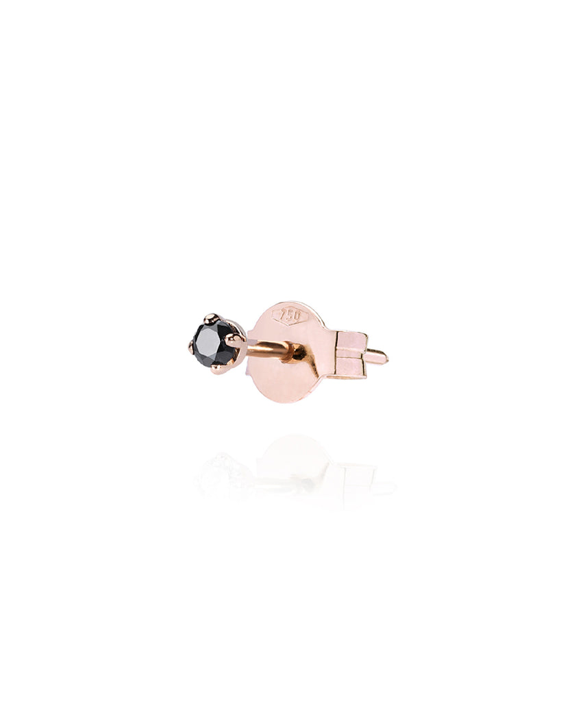 Mono orecchino punto luce Burato Solitaire da donna in oro rosa 18kt con diamante nero di 0,05ct CP733