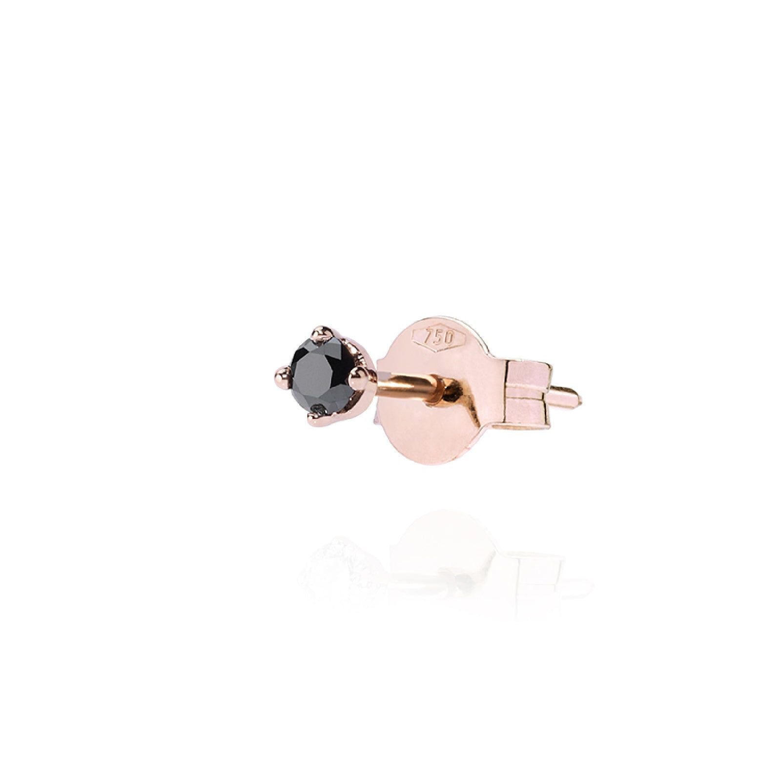 Orecchino punto luce Burato Solitaire donna oro rosa diamante nero 0,07ct CP734-1