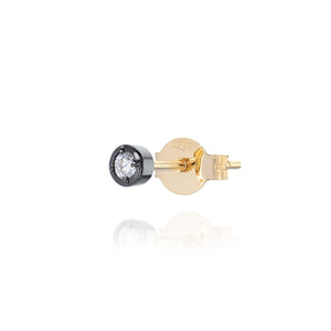 Mono orecchino punto luce Burato Solitaire da donna in oro giallo 18kt rodio nero e diamante di 0,05ct CQ619