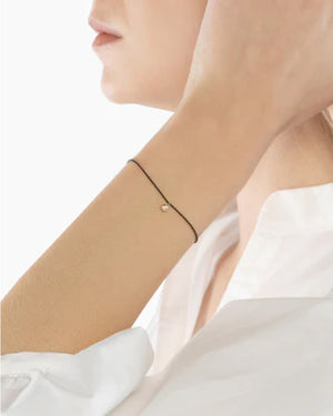 Bracciale catena Burato Solitaire da donna in argento pvd nero e ciondolo in oro giallo 18kt con diamante 0,05ct CQ665