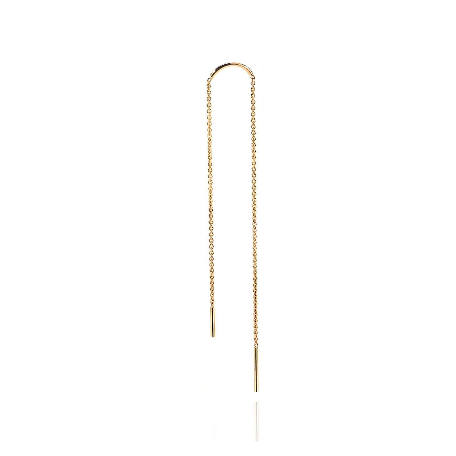 Mono orecchino pendente donna Burato Linee ed Archi oro due catene CQ820-1