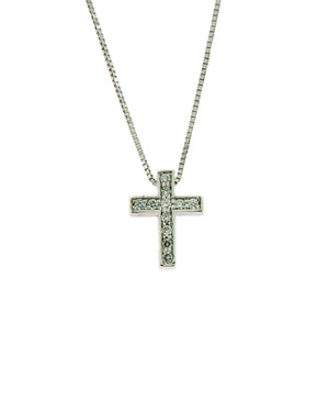 Collana girocollo da donna Rose Gioielli in oro bianco 18kt con croce e diamanti di 0,055ct CR056