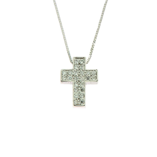 Collana donna Rose Gioielli in oro bianco con croce di diamanti 0,12ct CR057-1