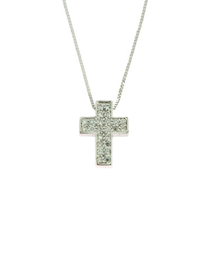 Collana girocollo da donna Rose Gioielli in oro bianco 18kt con croce e diamanti di 0,12ct CR057