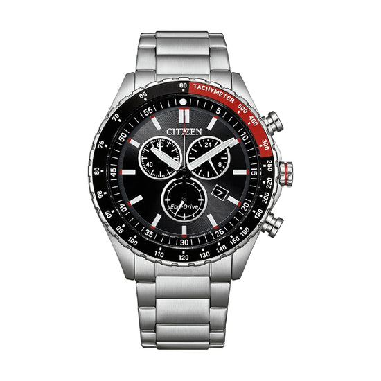 Orologio cronografo Citizen acciaio con quadrante nero rosso MISURA UNICA