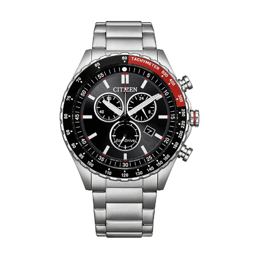 Orologio cronografo Citizen acciaio con quadrante nero rosso MISURA UNICA
