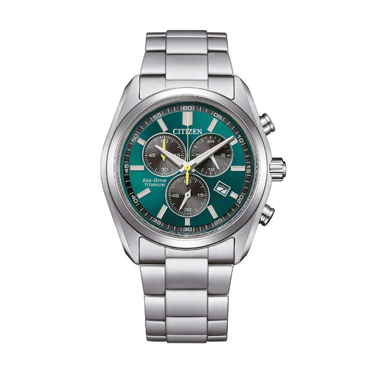 Orologio cronografo Citizen Super Titanio 2590 quadrante verde MISURA UNICA