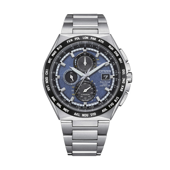 Orologio cronografo Citizen in titanio color argento e blu MISURA UNICA