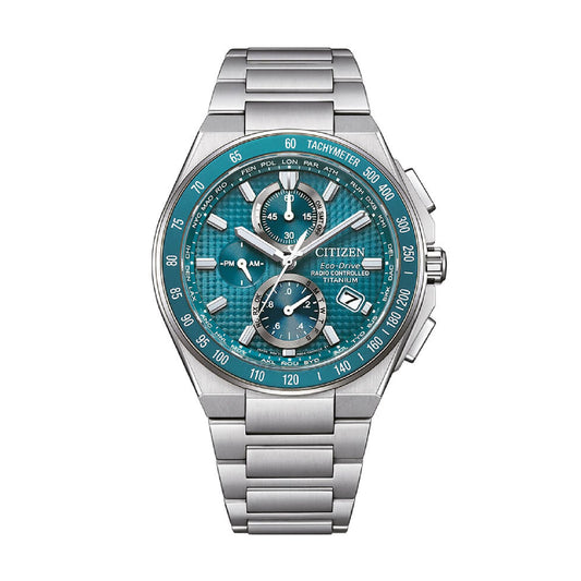 Orologio cronografo Citizen AT8 in supertitanio e turchese MISURA UNICA