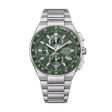 Orologio cronografo Citizen AT8 in supertitanio e verde MISURA UNICA