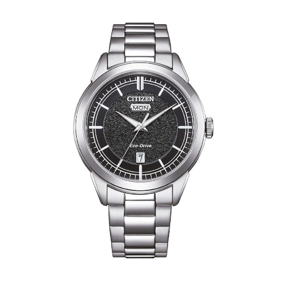 Orologio solo tempo Citizen Day Date acciaio e quadrante nero MISURA UNICA
