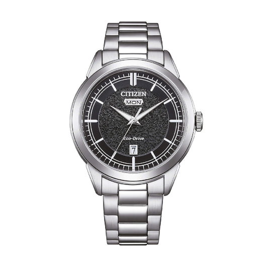 Orologio solo tempo Citizen Day Date acciaio e quadrante nero MISURA UNICA