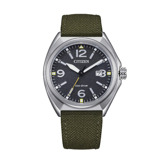 Orologio uomo Citizen Eco Drive in acciaio cinturino microfibra MISURA UNICA