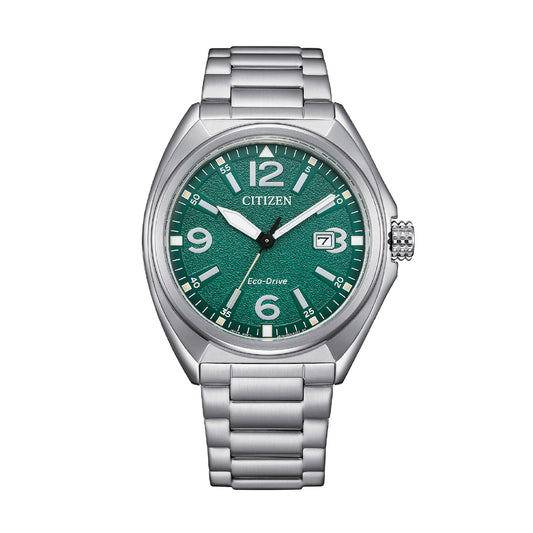 Orologio da uomo Citizen Eco Drive in acciaio quadrante verde MISURA UNICA