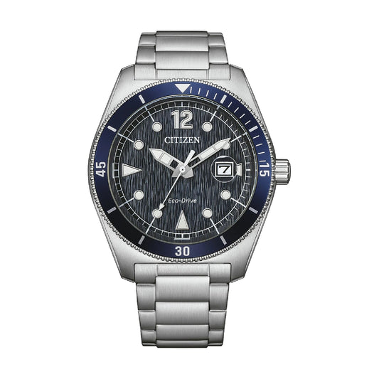 Orologio cronografo Citizen con quadrante argento e blu MISURA UNICA
