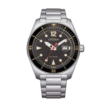 Orologio solo tempo Citizen con quadrante nero e dettagli oro MISURA UNICA