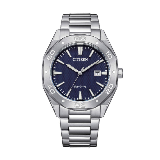 Orologio uomo Citizen Sport eco drive acciaio quadrante blu MISURA UNICA