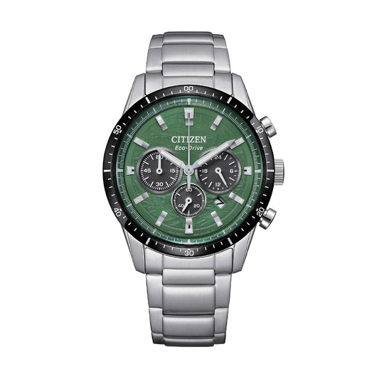 Orologio crono Citizen eco drive acciaio quadrante verde chiaro MISURA UNICA