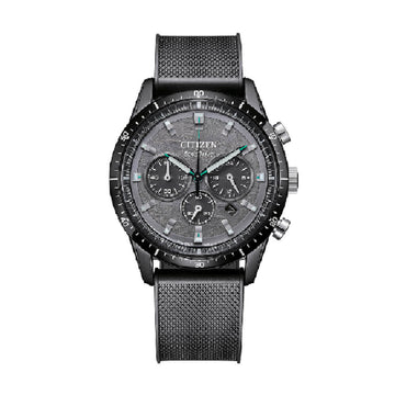 Orologio crono Citizen eco drive acciaio mesh quadrante nero MISURA UNICA