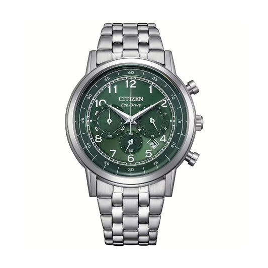Orologio uomo Crono Citizen Eco Drive acciaio quadrante verde MISURA UNICA