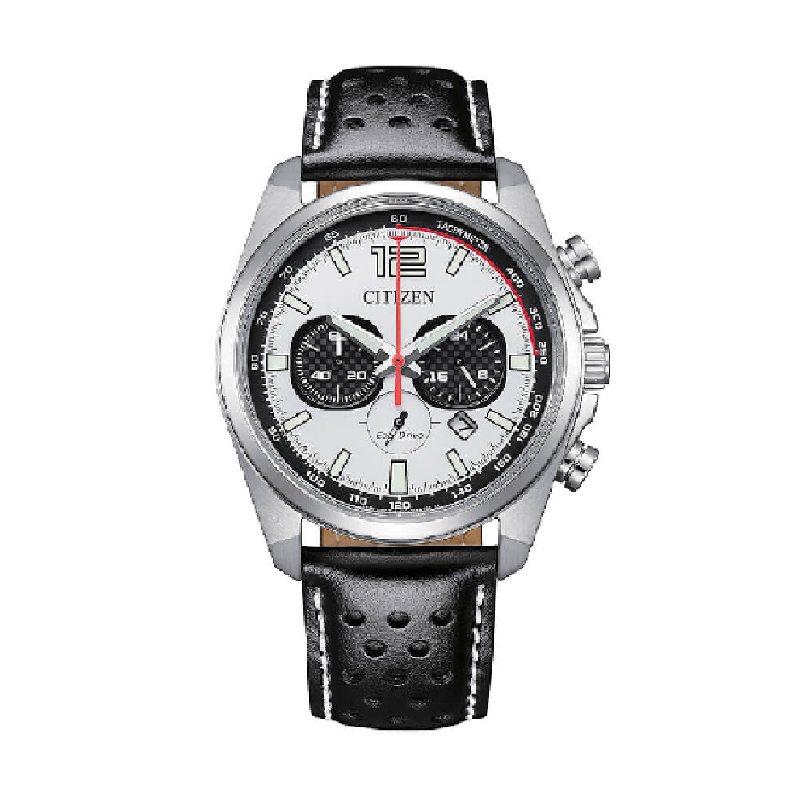 Orologio uomo Crono Citizen Eco Drive cinturino in pelle nera MISURA UNICA
