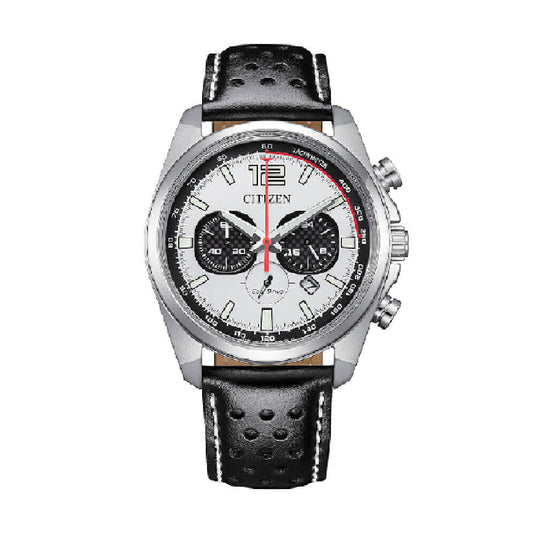 Orologio uomo Crono Citizen Eco Drive cinturino in pelle nera MISURA UNICA