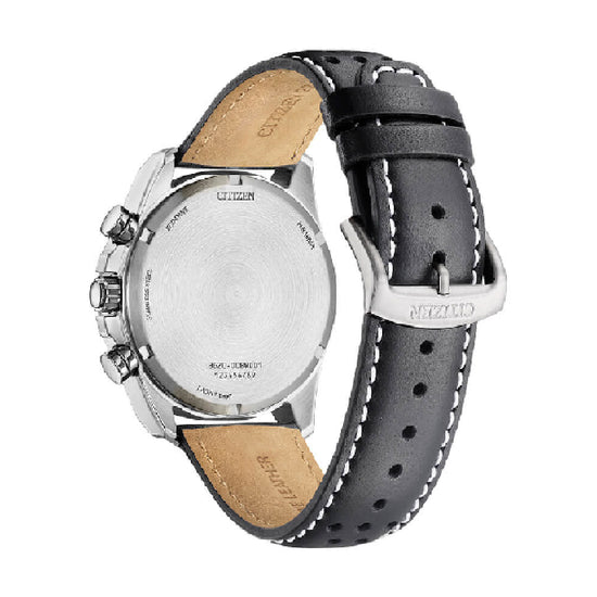 Orologio uomo Crono Citizen Eco Drive cinturino in pelle nera MISURA UNICA