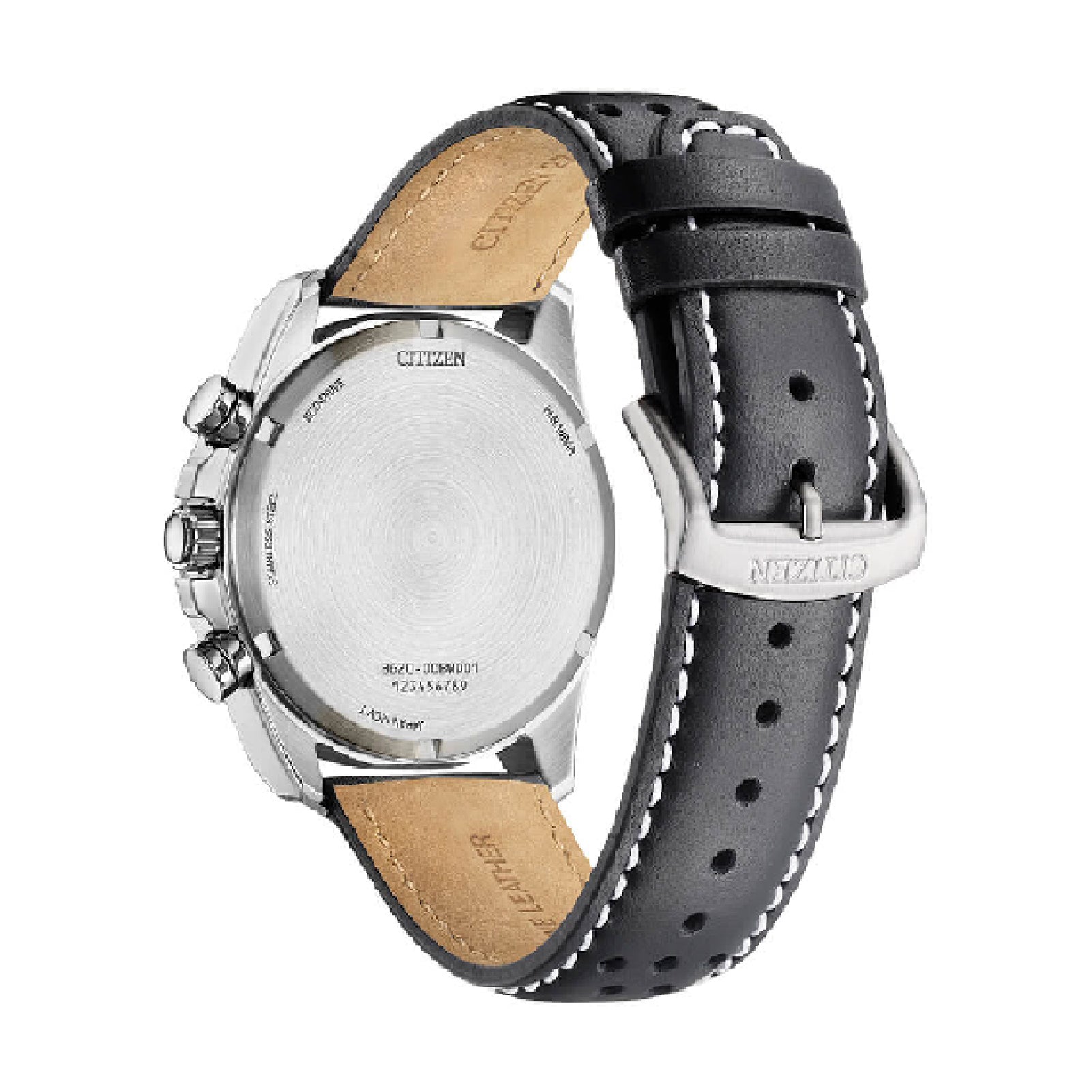Orologio uomo Crono Citizen Eco Drive cinturino in pelle nera MISURA UNICA