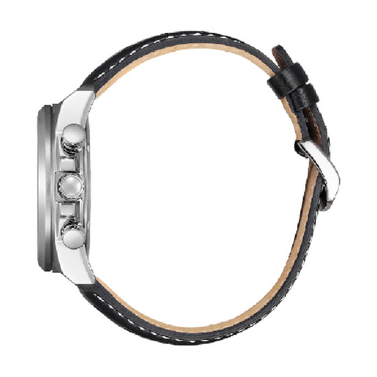 Orologio uomo Crono Citizen Eco Drive cinturino in pelle nera MISURA UNICA
