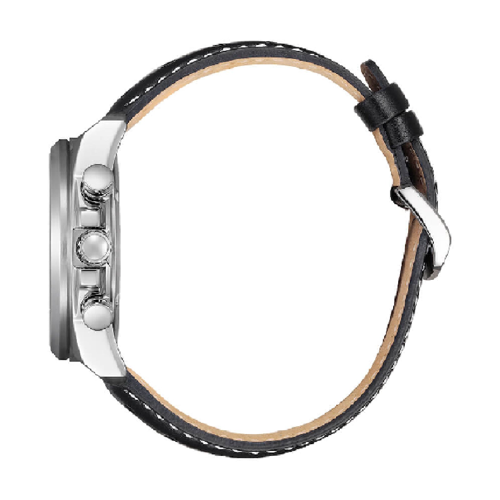 Orologio uomo Crono Citizen Eco Drive cinturino in pelle nera MISURA UNICA
