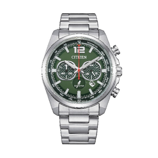 Orologio uomo crono Citizen eco drive acciaio quadrante verde MISURA UNICA