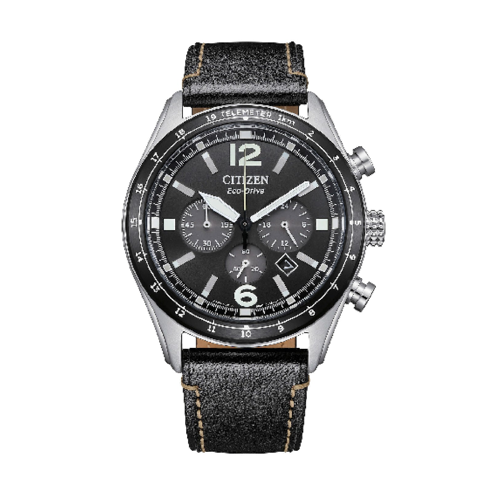 Orologio da uomo Crono Citizen Eco Drive cinturino pelle nera MISURA UNICA