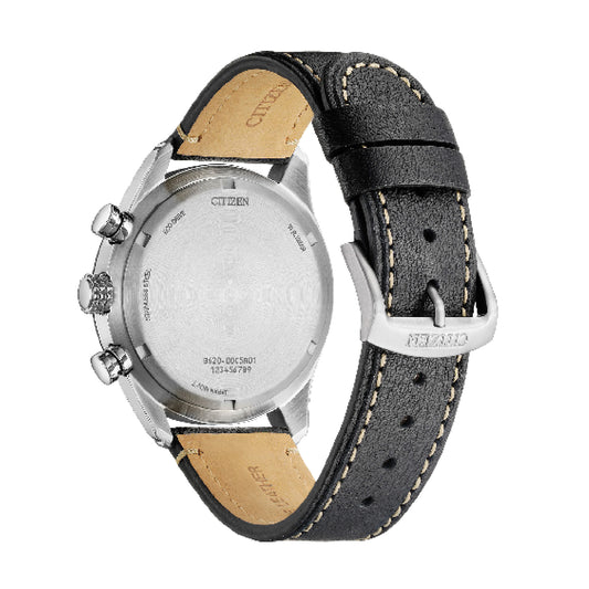 Orologio da uomo Crono Citizen Eco Drive cinturino pelle nera MISURA UNICA
